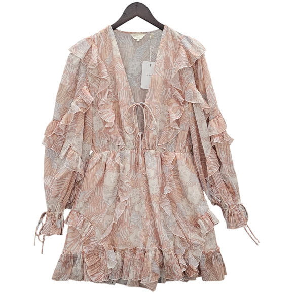 NWT Ted Baker Romper Womens Size 6 Ted Baker Size 2 Irvete Printed Ruffled Boho - Picture 2 of 15